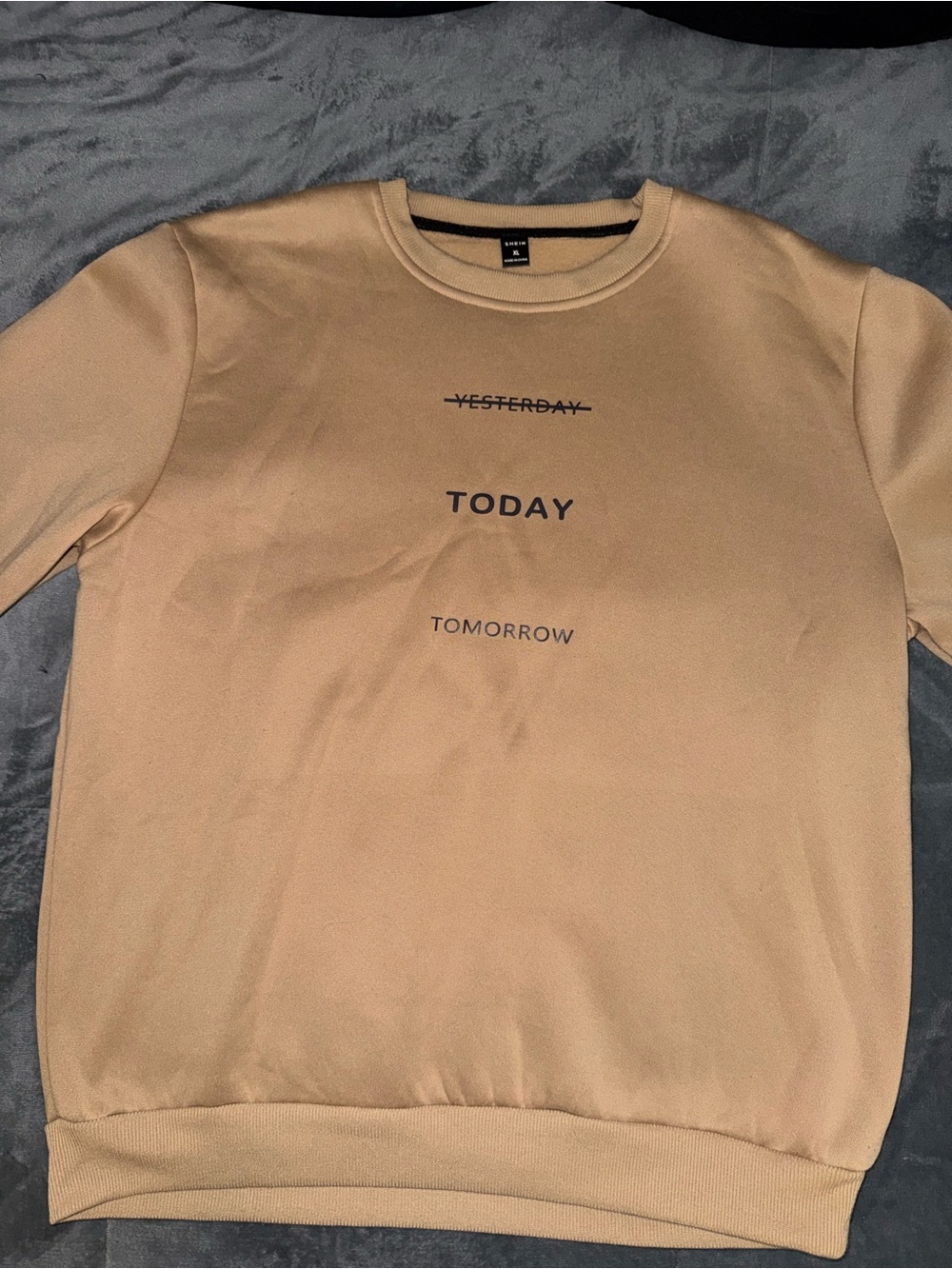 Beige 'TODAY' Crewneck Sweatshirt